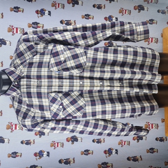 Texas Wear pearlsnap long-sleeved blue & white plaid western cowboy XL shirt - Picture 2 of 6